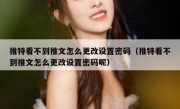 推特看不到推文怎么更改设置密码（推特看不到推文怎么更改设置密码呢）