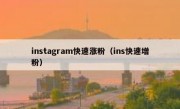 instagram快速涨粉（ins快速增粉）