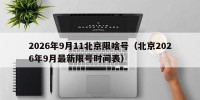 2026年9月11北京限啥号（北京2026年9月最新限号时间表）