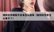 推特主页刷新不出来怎么回事（推特的主页怎么看不了）