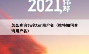 怎么查询twitter用户名（推特如何查询用户名）