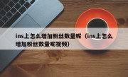 ins上怎么增加粉丝数量呢（ins上怎么增加粉丝数量呢视频）
