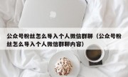 公众号粉丝怎么导入个人微信群聊（公众号粉丝怎么导入个人微信群聊内容）