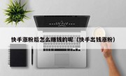 快手涨粉后怎么赚钱的呢（快手出钱涨粉）