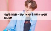 抖音等级价格对照表33（抖音等级价格对照表32级）