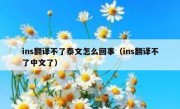 ins翻译不了泰文怎么回事（ins翻译不了中文了）