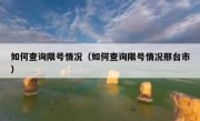 如何查询限号情况（如何查询限号情况邢台市）