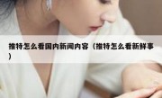 推特怎么看国内新闻内容（推特怎么看新鲜事）