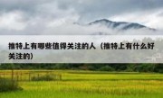 推特上有哪些值得关注的人（推特上有什么好关注的）