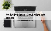ins上如何增加粉丝（ins上如何增加粉丝数量）