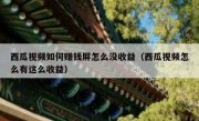 西瓜视频如何赚钱屏怎么没收益（西瓜视频怎么有这么收益）