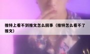 推特上看不到推文怎么回事（推特怎么看不了推文）