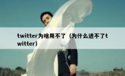 twitter为啥用不了（为什么进不了twitter）