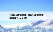 tiktok营销策略（tiktok营销策略分析个人总结）