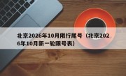 北京2026年10月限行尾号（北京2026年10月新一轮限号表）