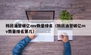 韩团油管破亿mv数量排名（韩团油管破亿mv数量排名第几）