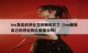 ins发出的评论怎样删除不了（ins删除自己的评论别人有提示吗）