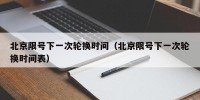 北京限号下一次轮换时间（北京限号下一次轮换时间表）