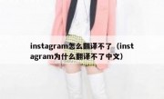 instagram怎么翻译不了（instagram为什么翻译不了中文）