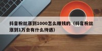抖音粉丝涨到1000怎么赚钱的（抖音粉丝涨到1万会有什么待遇）