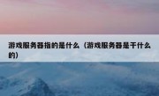 游戏服务器指的是什么（游戏服务器是干什么的）