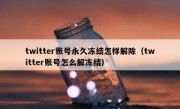 twitter账号永久冻结怎样解除（twitter账号怎么解冻结）