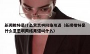 新闻推特是什么意思啊网络用语（新闻推特是什么意思啊网络用语叫什么）