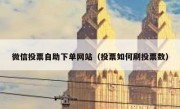 微信投票自助下单网站（投票如何刷投票数）