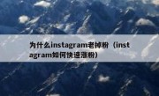 为什么instagram老掉粉（instagram如何快速涨粉）