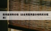 服务器采购价格（企业用服务器价格购买价格表）