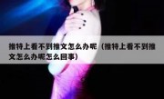 推特上看不到推文怎么办呢（推特上看不到推文怎么办呢怎么回事）