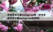 华为可以下载instagram吗（华为手机可以下载instagram软件吗）