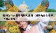 推特为什么看不见别人主页（推特为什么看不了别人主页）