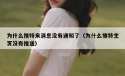 为什么推特来消息没有通知了（为什么推特主页没有推送）