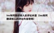 ins如何翻译别人的评论内容（ins如何翻译别人的评论内容视频）
