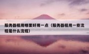 服务器租用哪里好用一点（服务器租用一些流程是什么流程）