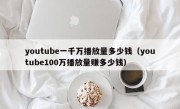 youtube一千万播放量多少钱（youtube100万播放量赚多少钱）