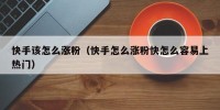 快手该怎么涨粉（快手怎么涨粉快怎么容易上热门）