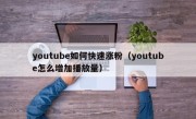 youtube如何快速涨粉（youtube怎么增加播放量）