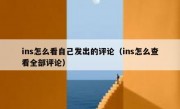 ins怎么看自己发出的评论（ins怎么查看全部评论）