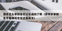 派币怎么审核名字认证成功了呢（派币中审核名字是填写中文还是英文）