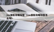 ins涨粉攻略标签（ins涨粉攻略标签怎么写）