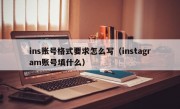 ins账号格式要求怎么写（instagram账号填什么）