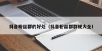抖音粉丝群的好处（抖音粉丝群群规大全）
