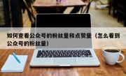如何查看公众号的粉丝量和点赞量（怎么看到公众号的粉丝量）