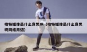 推特媒体是什么意思啊（推特媒体是什么意思啊网络用语）
