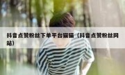 抖音点赞粉丝下单平台猫猫（抖音点赞粉丝网站）