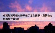 点赞加赞助担心停不住了怎么回事（点赞助力后面加什么词）