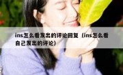 ins怎么看发出的评论回复（ins怎么看自己发出的评论）