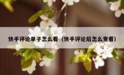 快手评论单子怎么看（快手评论后怎么查看）